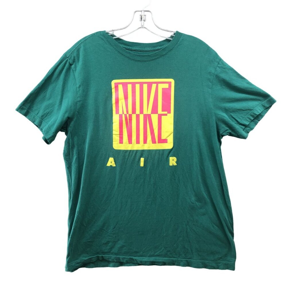 Nike Tee Mens M Nike Air T‎ Shirt Graphic Logo Short Sleeve Green Pink Yellow